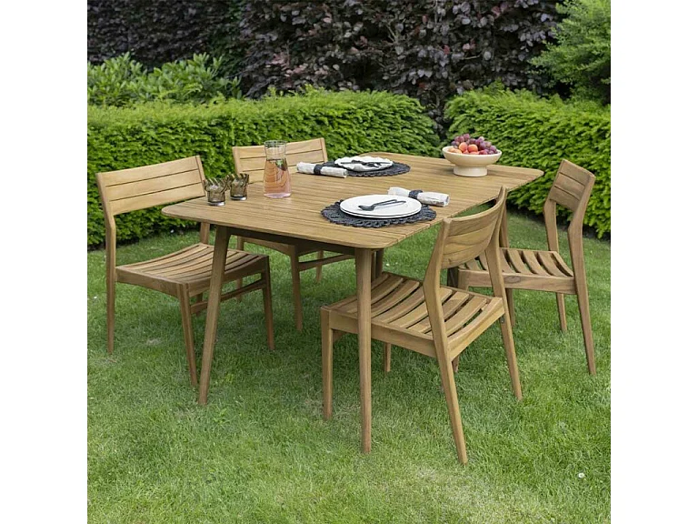 Set tavolo e sedie da giardino in legno massello di teak 4/5 persone