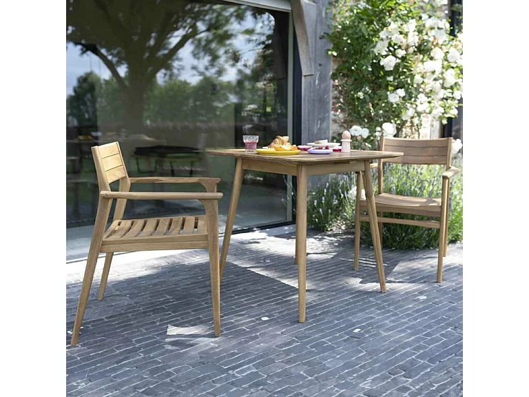 Ensemble en teck massif 2/4 places avec 2 fauteuils NAPLES