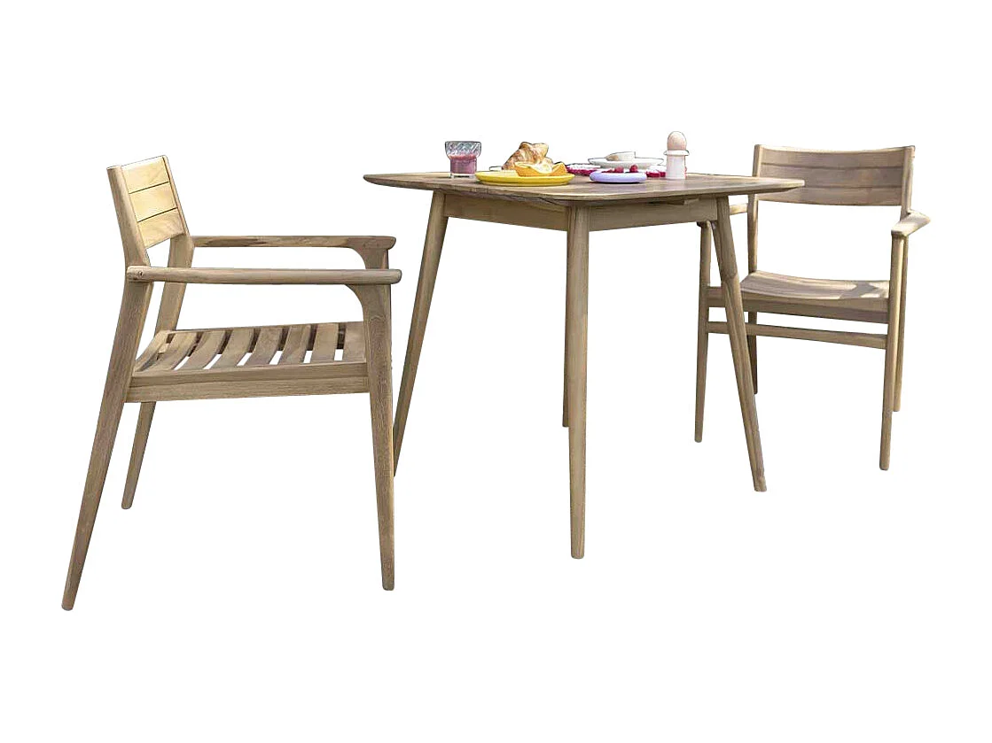 Ensemble en teck massif 2/4 places avec 2 fauteuils NAPLES