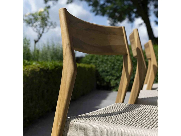 Salón de jardín de madera teca maciza y cuerda beige 8 pers.