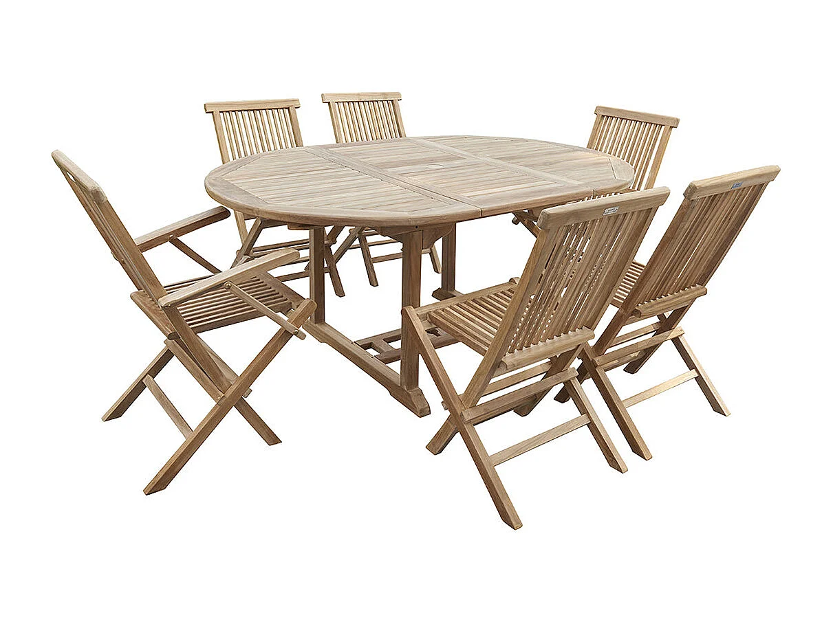 Salon de jardin en teck massif extensible 6/8 places