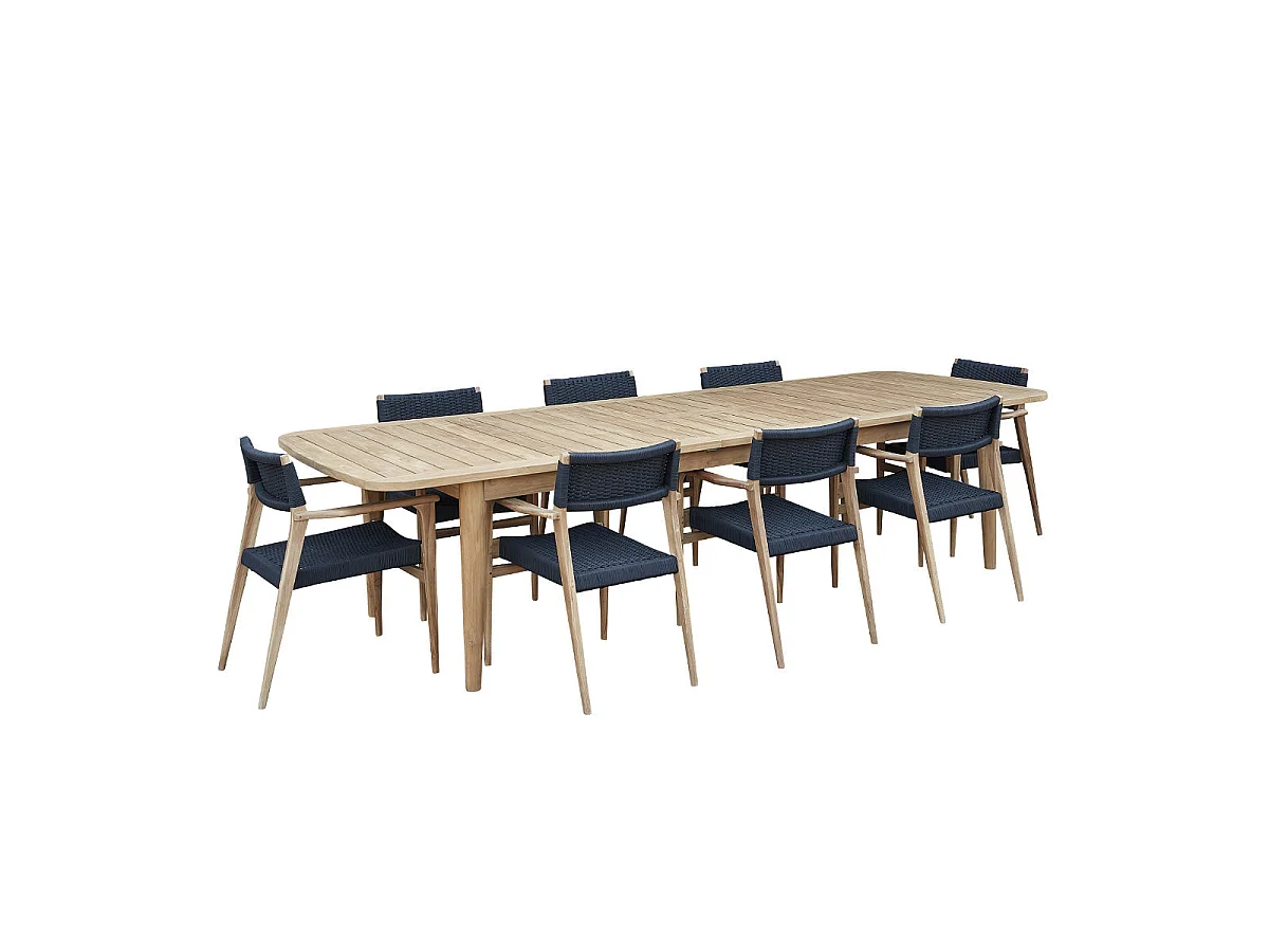 Set di mobili da giardino in teak riciclato 8/10 posti