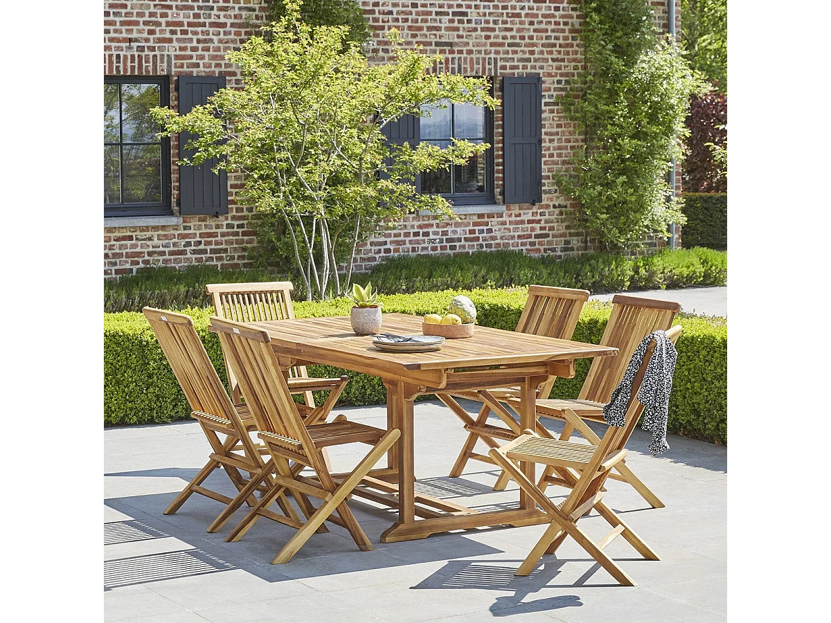 Salón de jardín de madera teca maciza aceitada 8/10 pers.