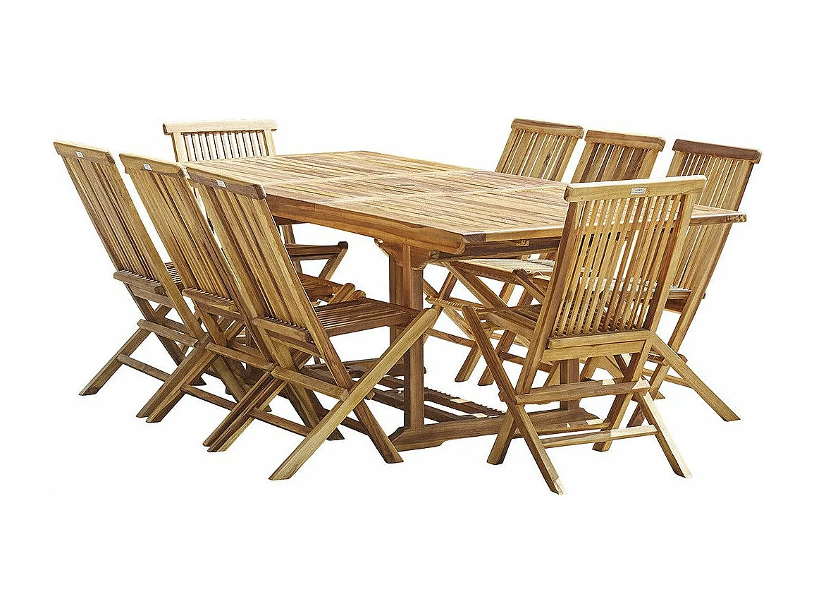 Salón de jardín de madera teca maciza aceitada 8/10 pers.