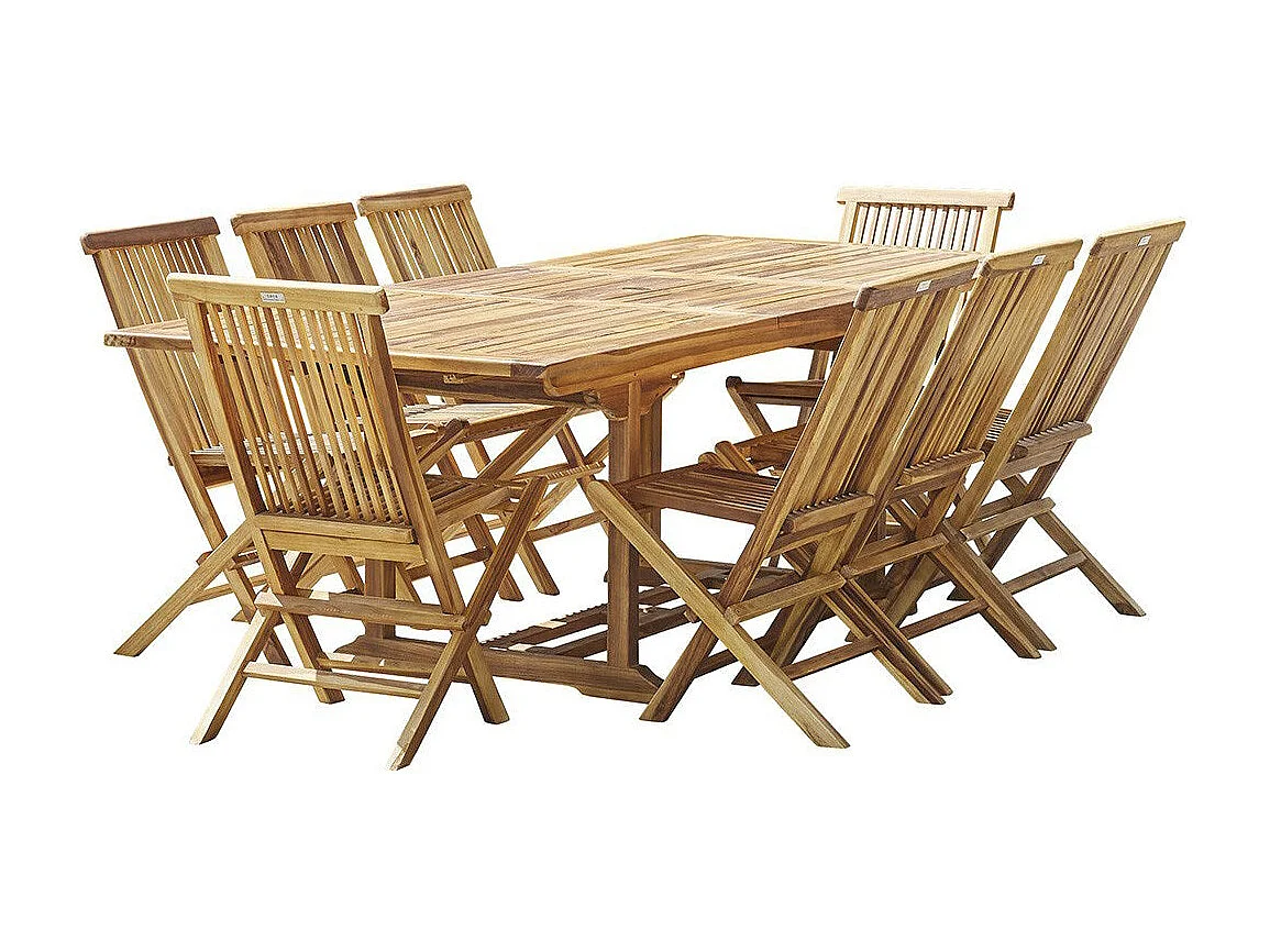Salon de jardin en teck huilé massif extensible 8/10 places