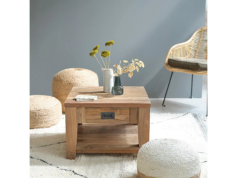 Mesa de centro en teca reciclada maciza