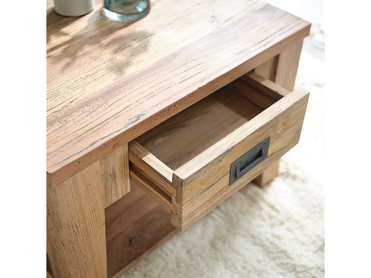 Table basse en bois de teck recyclé 60 cm
