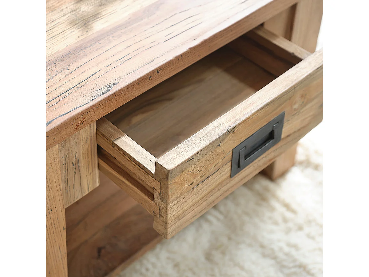 Table basse en bois de teck recyclé 60 cm