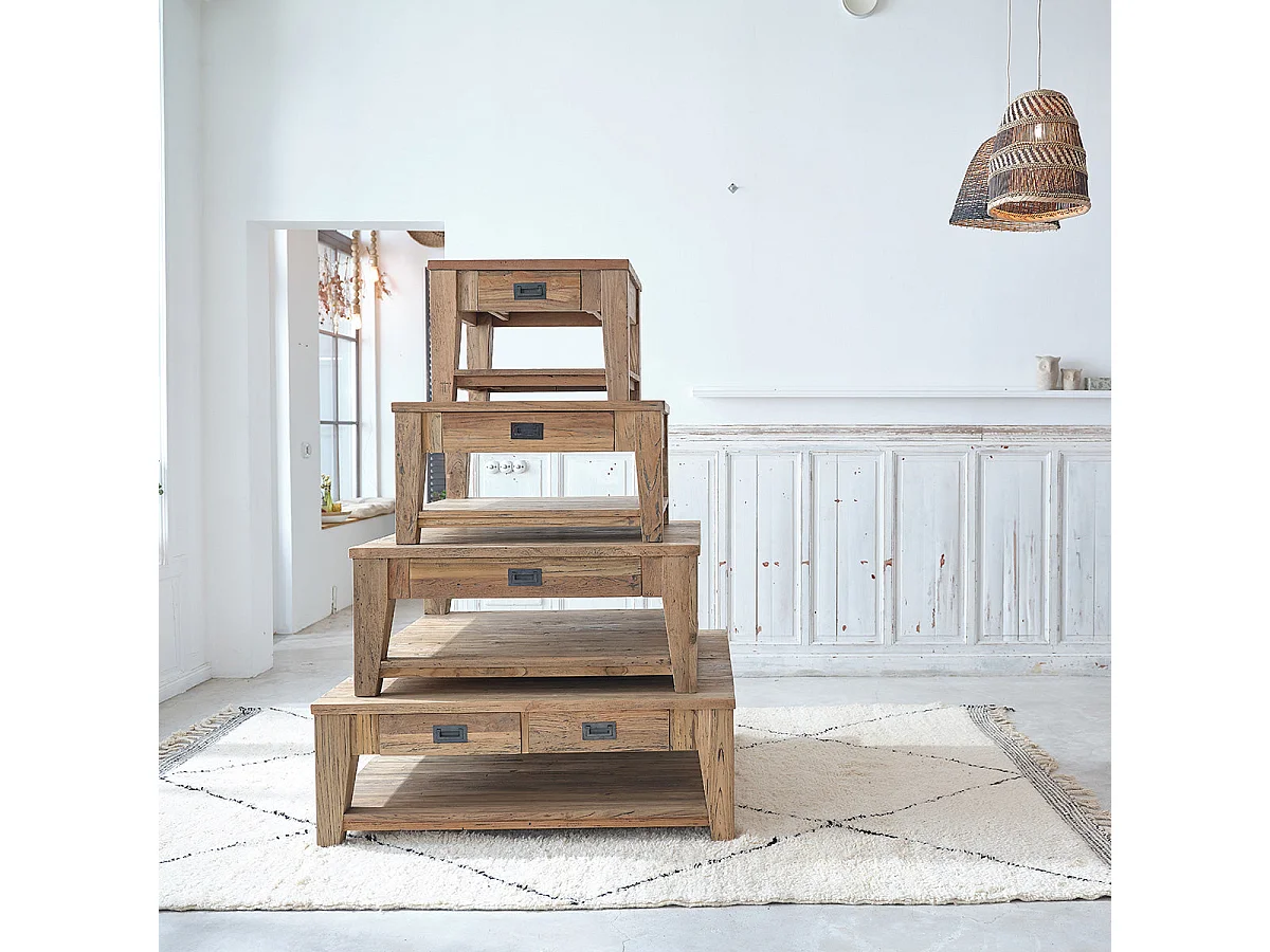 Table basse en bois de teck recyclé 60 cm