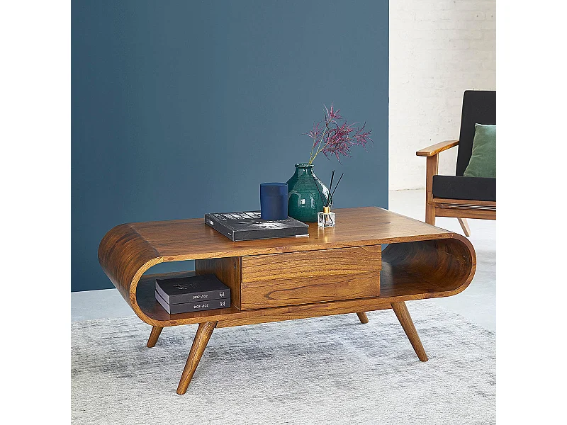 Mesa de centro de madera de mindi maciza