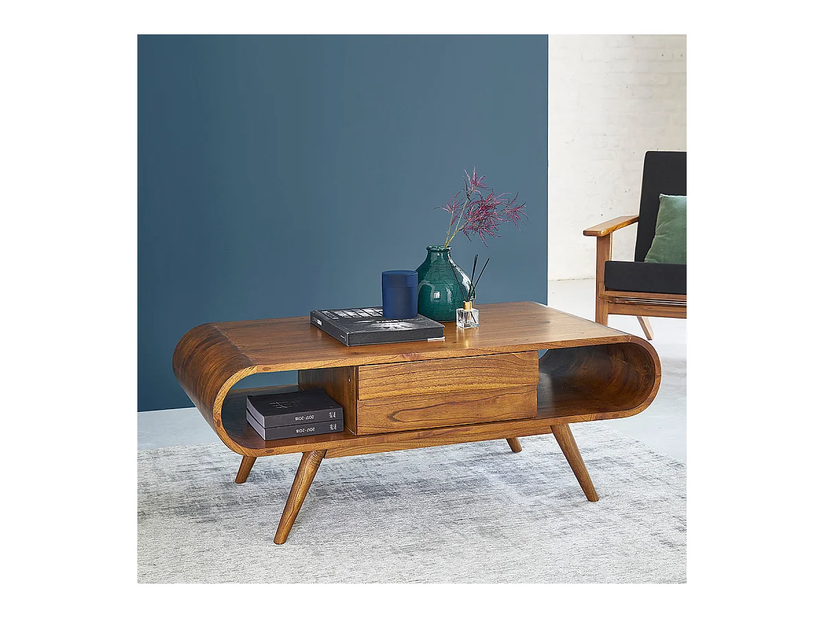 Mesa de centro de madera de mindi maciza