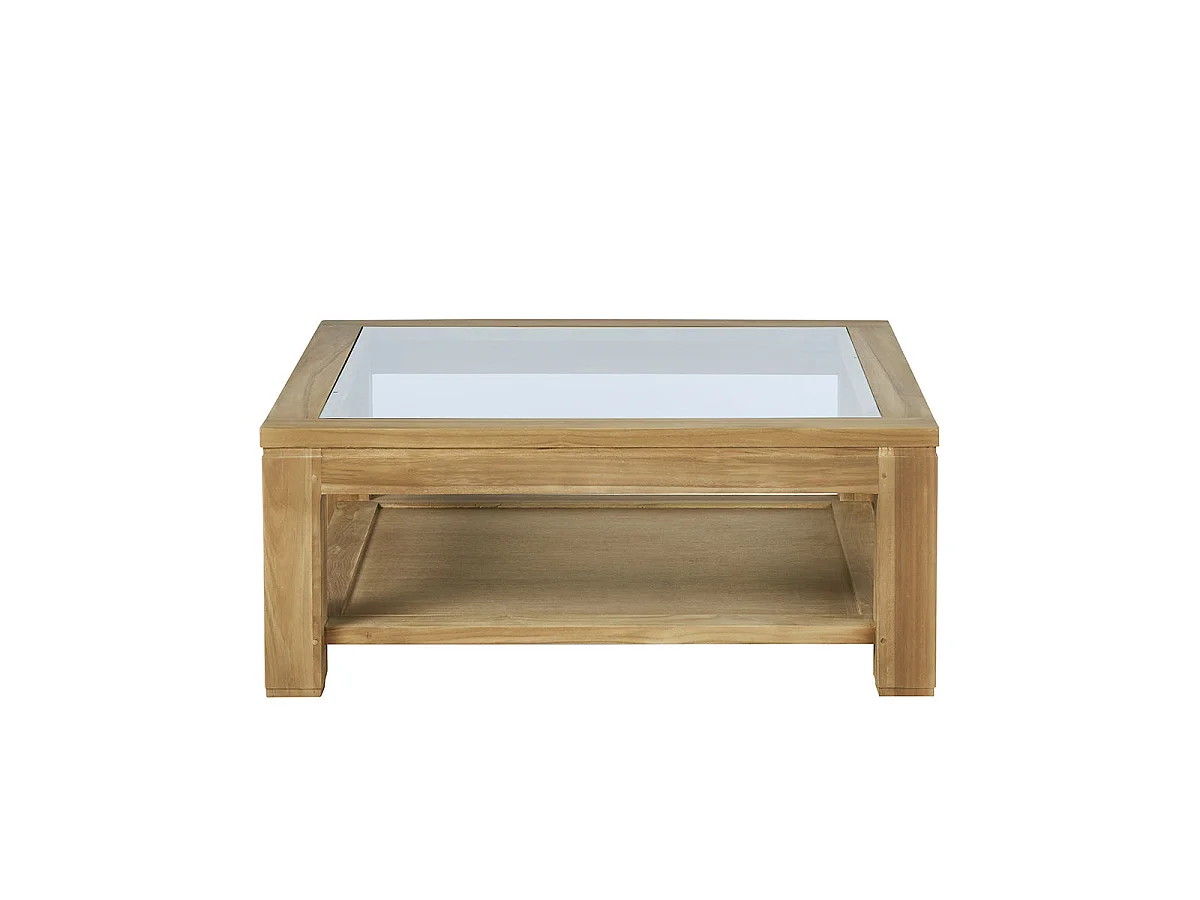 Table basse en teck massif 100 cm double plateau