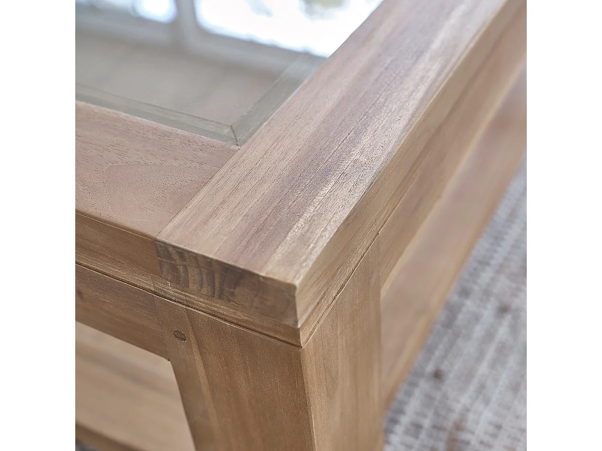 Table basse en teck massif 100 cm double plateau