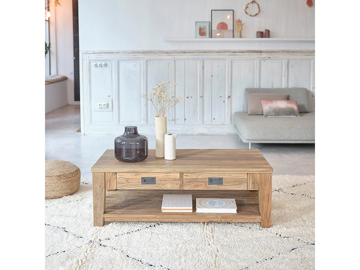 Tavolino in legno massello di teak riciclato