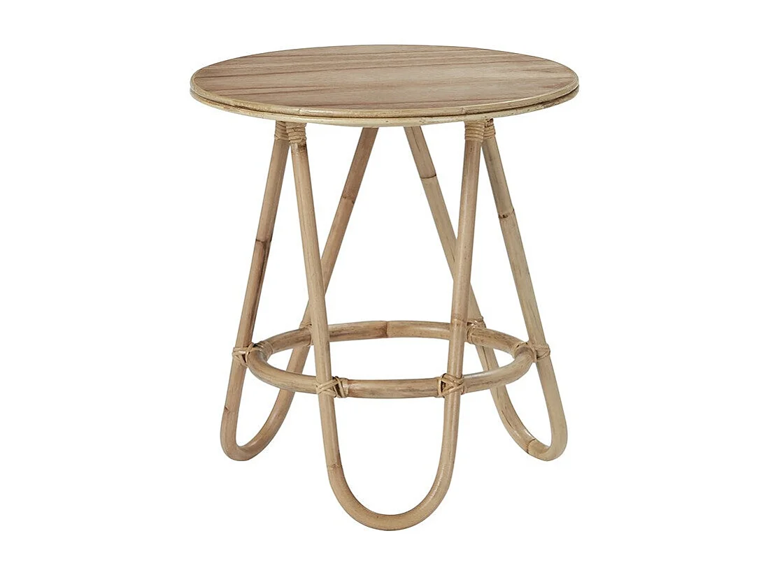 Table d'appoint en rotin ronde