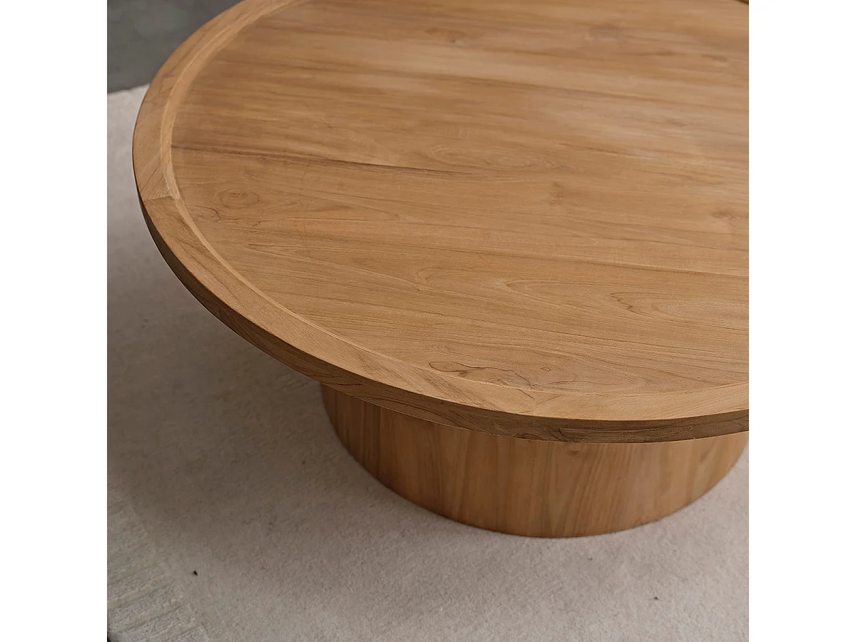 Tavolo basso in teak massello rotondo