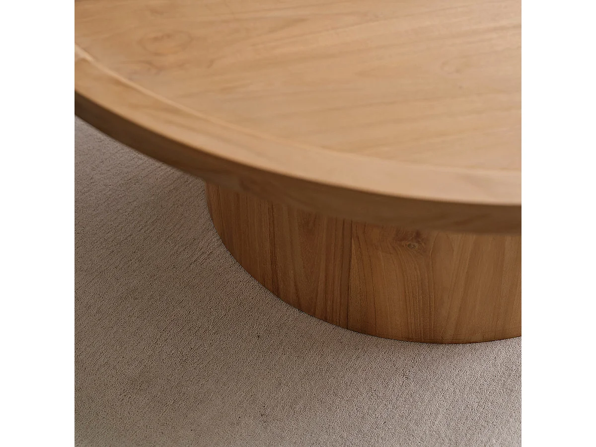 Table basse en teck massif ronde