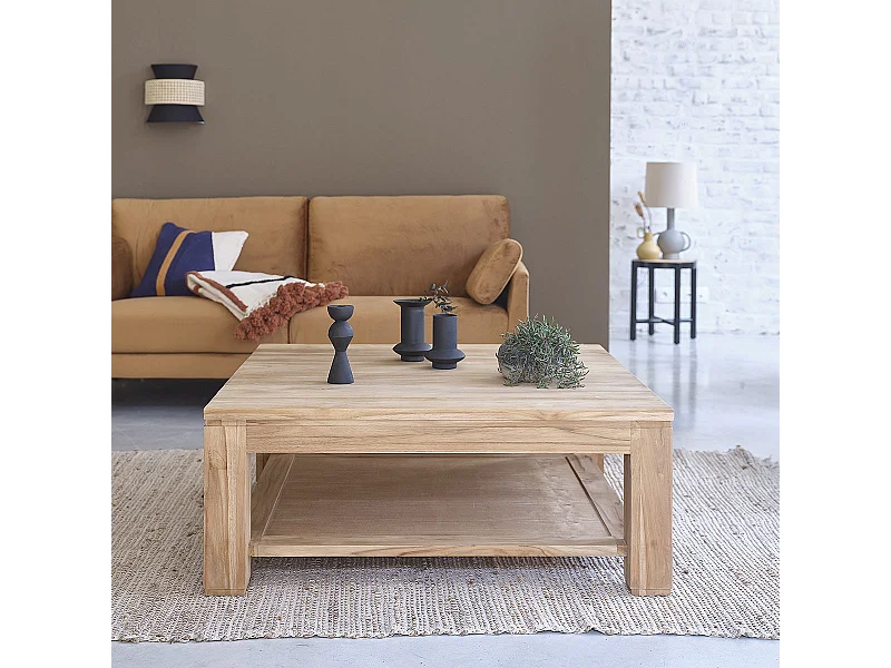 Mesa de centro de madera de teca maciza