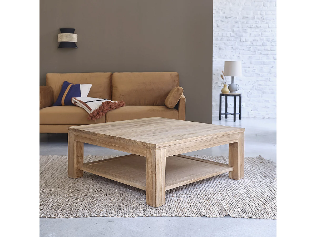 Table basse en teck massif 100 cm