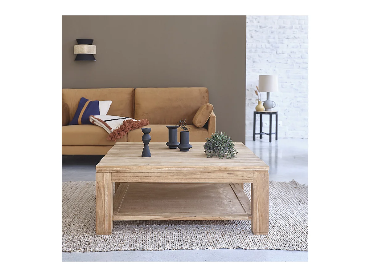 Table basse en teck massif 100 cm