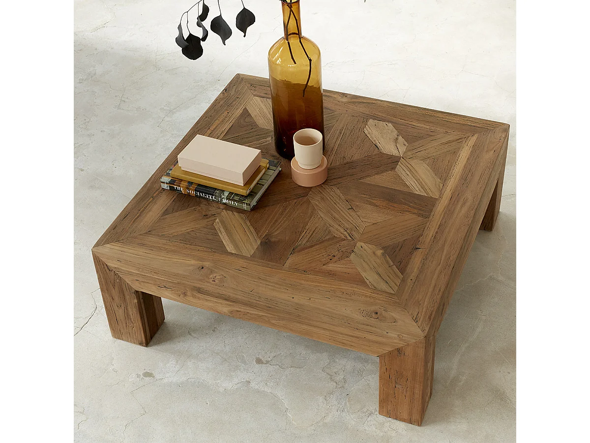 Table basse en bois de teck recyclé 80 cm