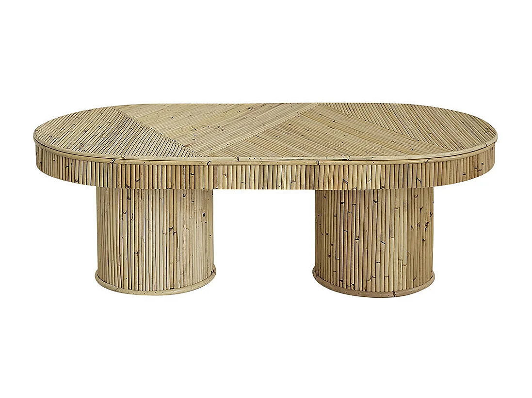 Table basse en canne de rotin ovale