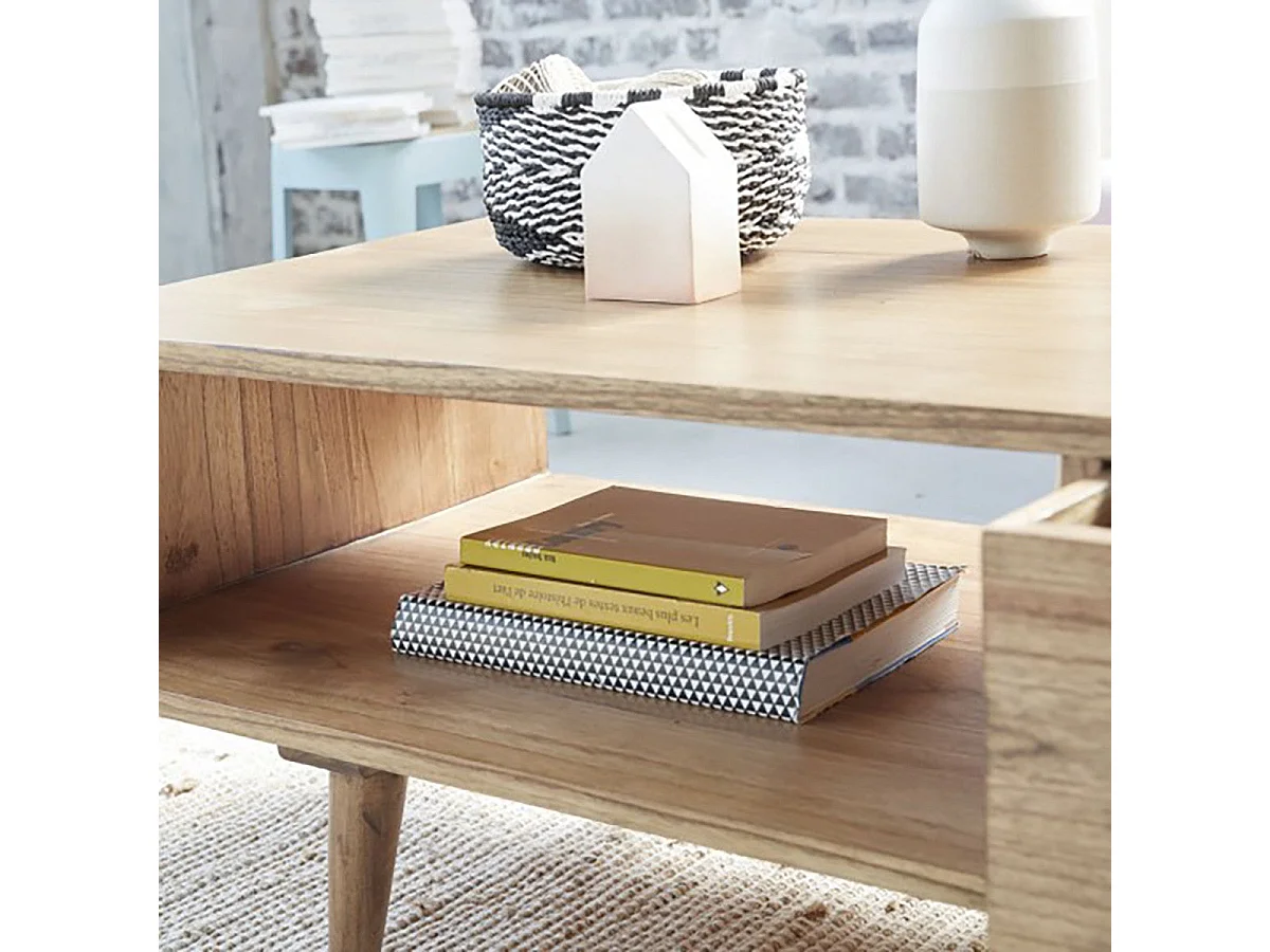 Tavolino in legno mindi con cassetto