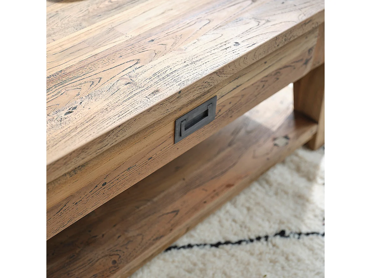 Table basse en bois de teck recyclé 80 cm
