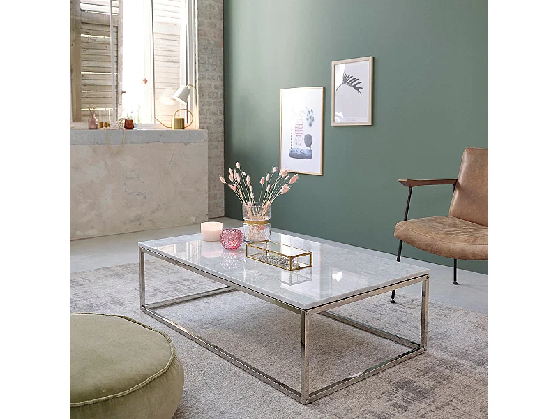 Table basse en marbre et métal