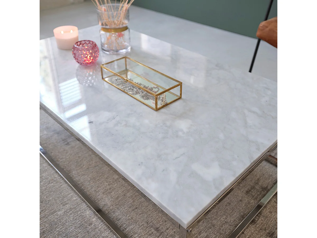 Tavolino rettangolare marmo metallo