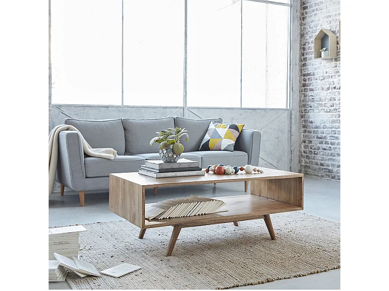 Mesa de centro de madera de mindi maciza