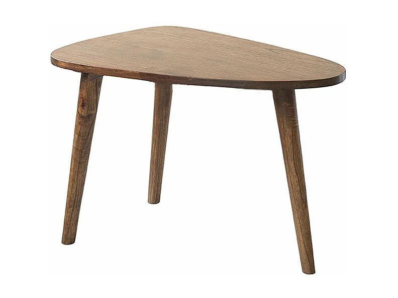 Table basse en mindi massif finition noyer 62 cm