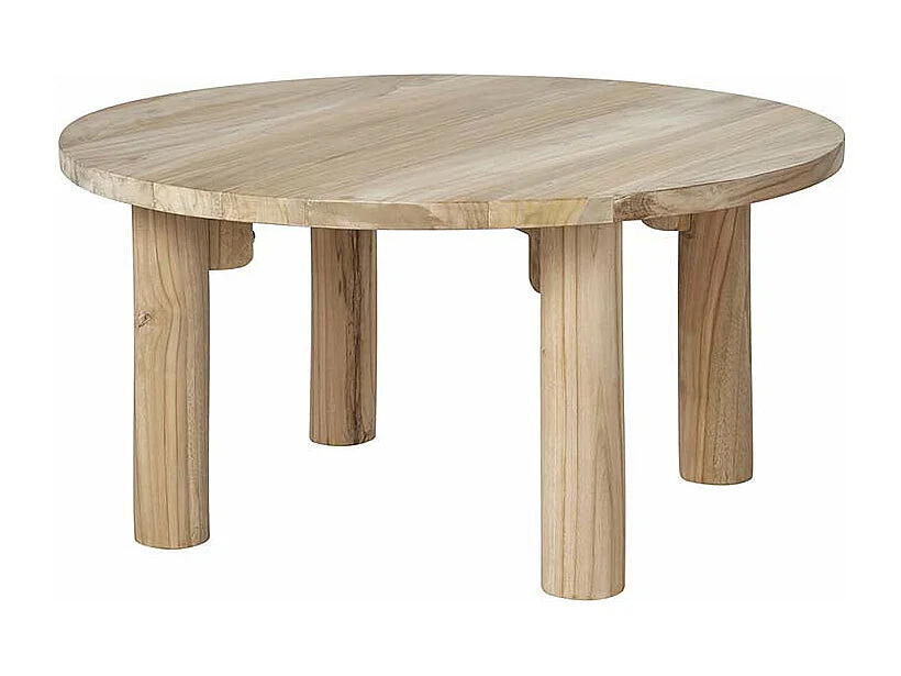 Mesa de centro redonda de madera de teca maciza