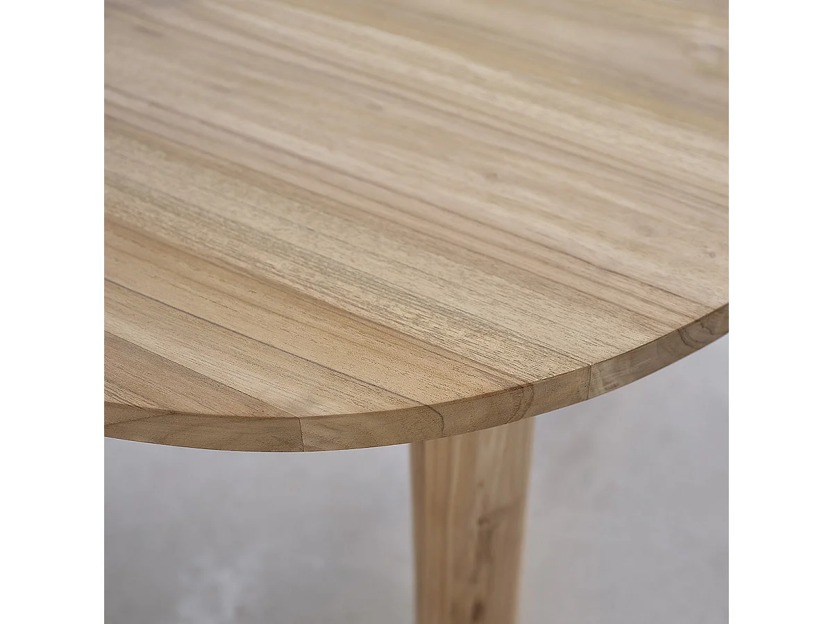 Mesa de centro redonda de madera de teca maciza