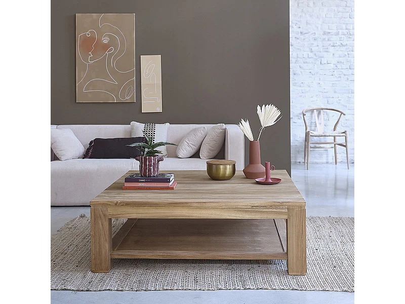 Mesa de centro de madera de teca maciza