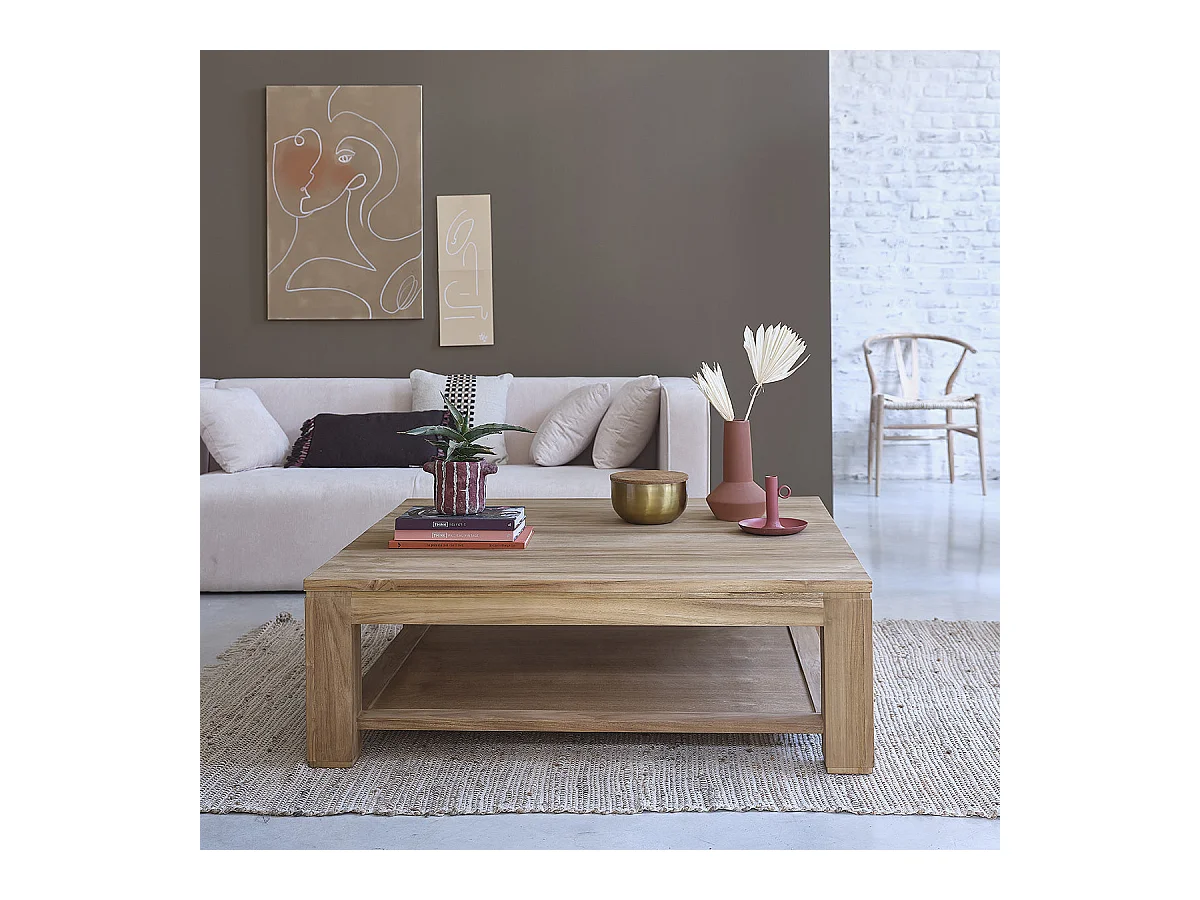 Mesa de centro de madera de teca maciza
