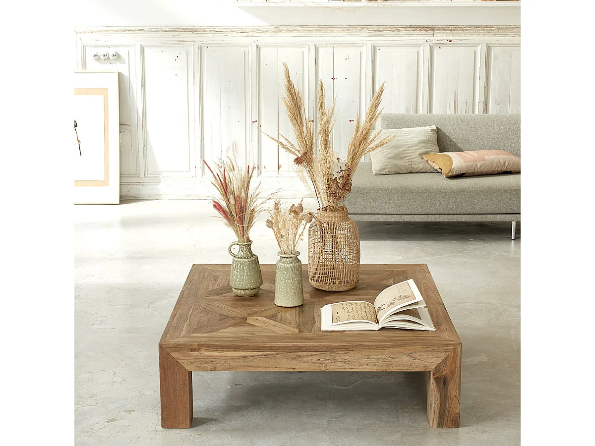 Tavolino in legno di teak riciclato FSC misto