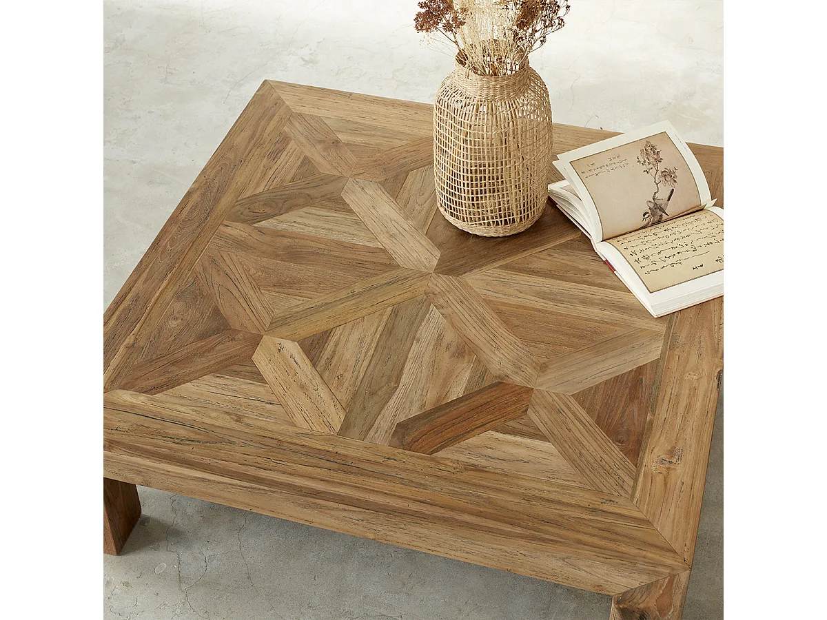 Tavolino in legno di teak riciclato FSC misto