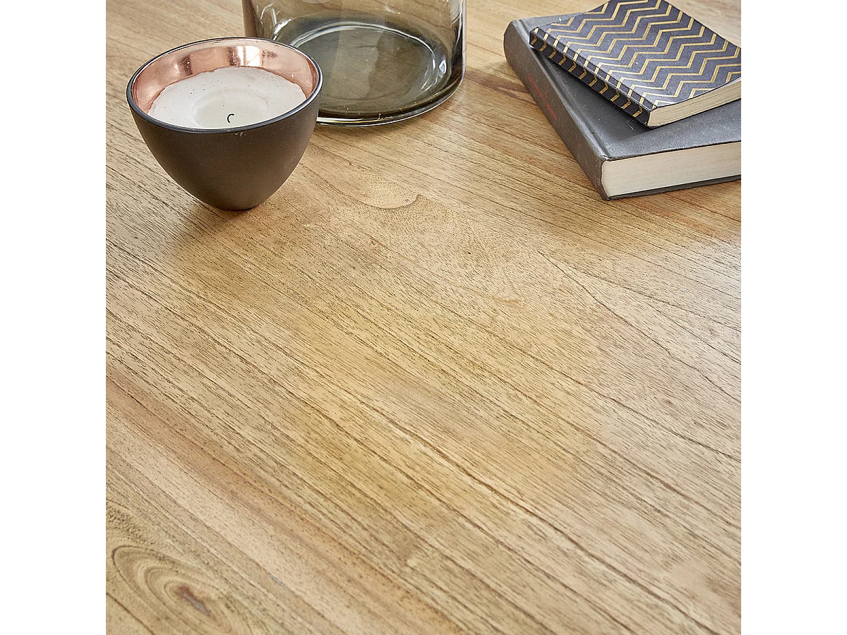 Mesa de centro redonda de madera de mindi maciza