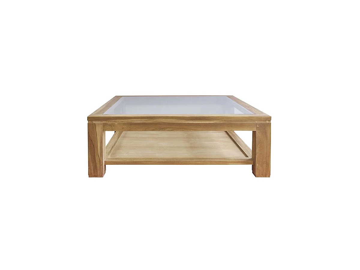 Mesa de centro de teca maciza y cristal