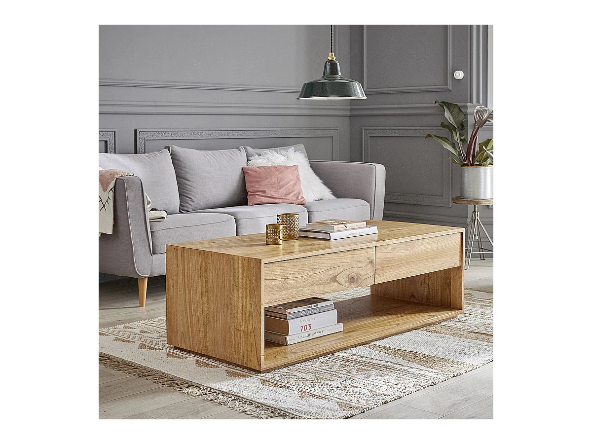 Mesa de centro de madera de mindi maciza