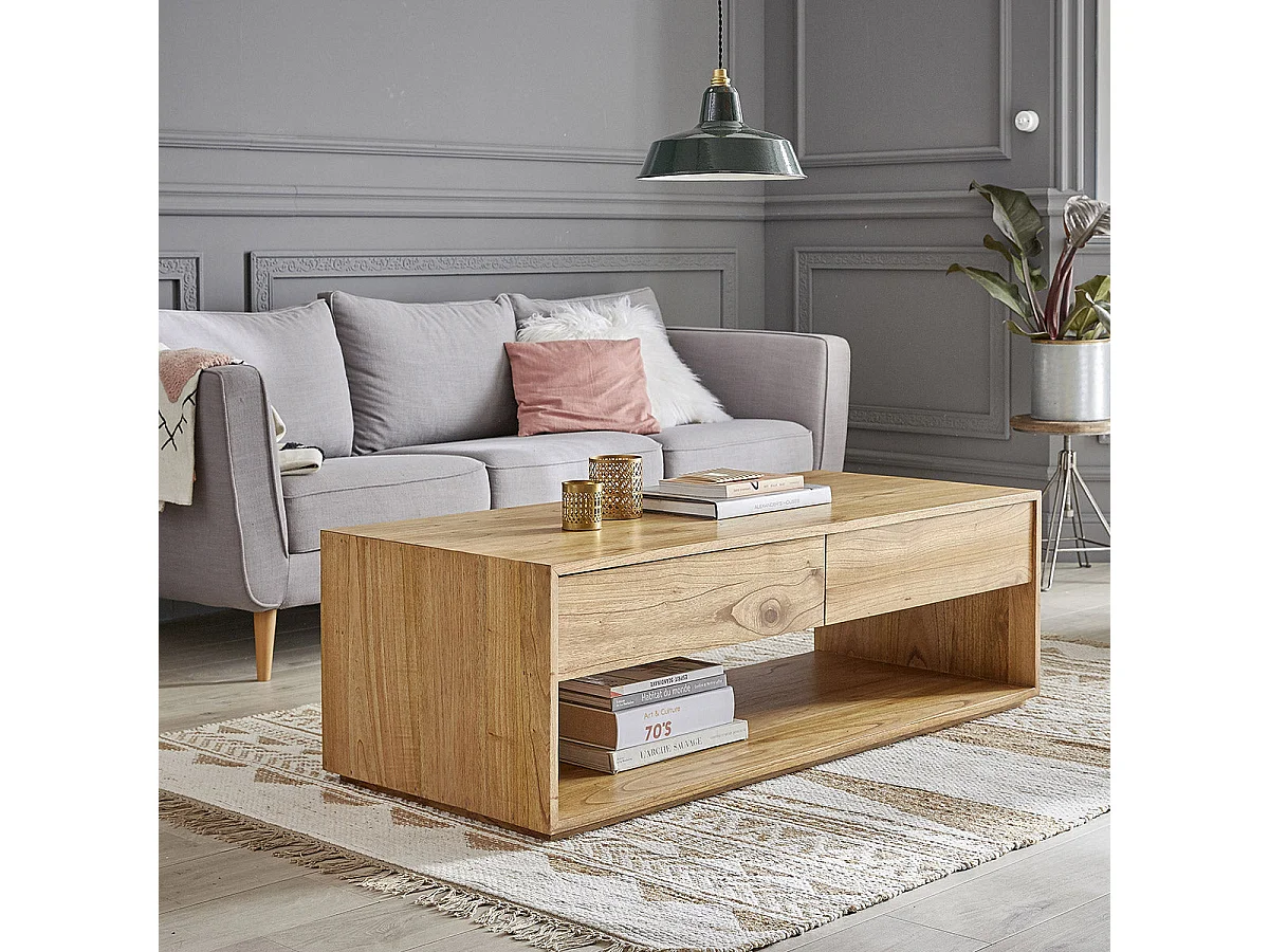 Mesa de centro de madera de mindi maciza