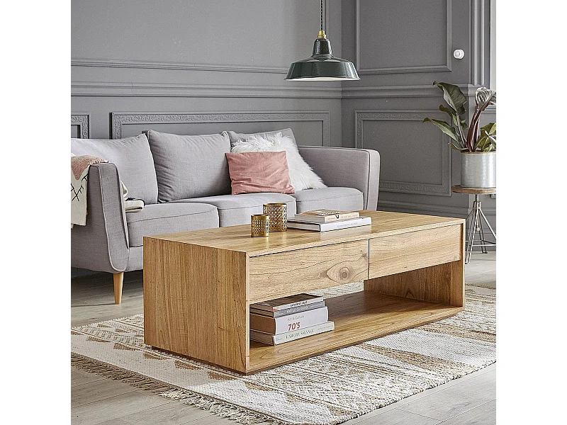 Mesa de centro de madera de mindi maciza