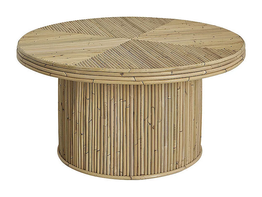 Table basse en canne de rotin ronde