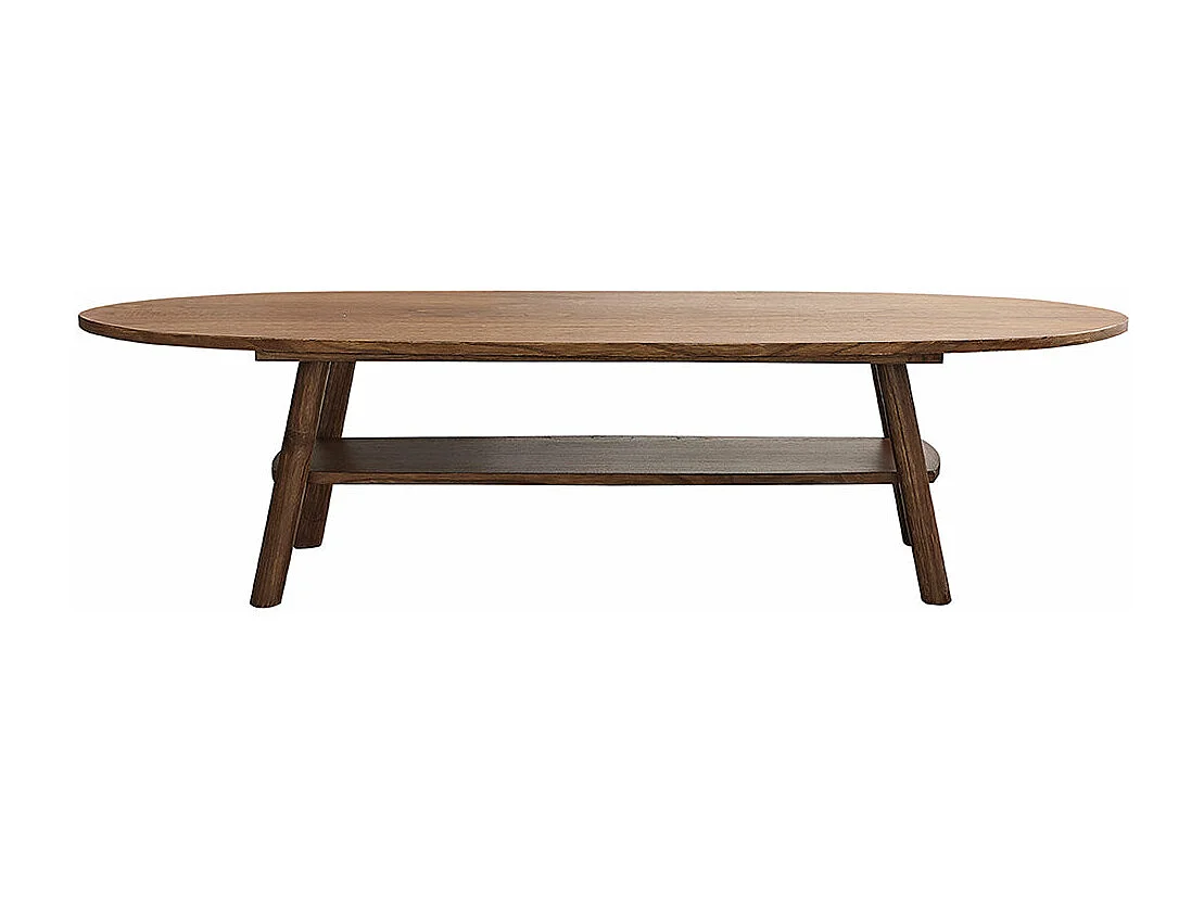 Mesa de centro de madera de mindi maciza con acabado nogal