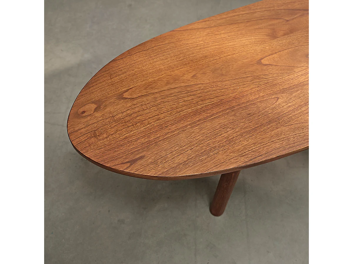 Mesa de centro de madera de mindi maciza con acabado nogal