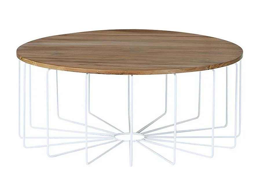 Table basse en bois de teck et métal 100 cm