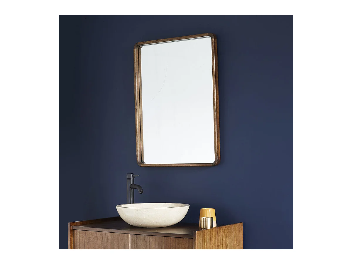 Miroir en mindi massif finition noyer