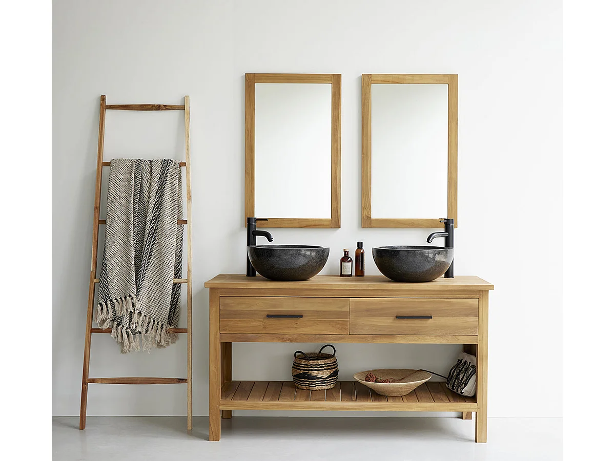 Specchio rettangolare in teak massello 50x80 cm