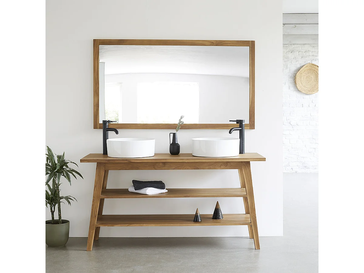 Miroir en teck massif rectangulaire 145x80 cm